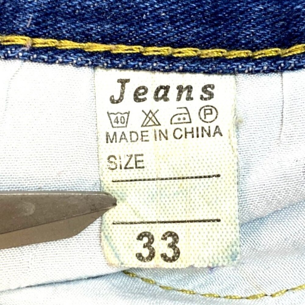 Jeans Low Rise Y2K Style Distressed Cut-Off Raw Hem Denim Blue Jean Shorts Sz 33 - Picture 7 of 9